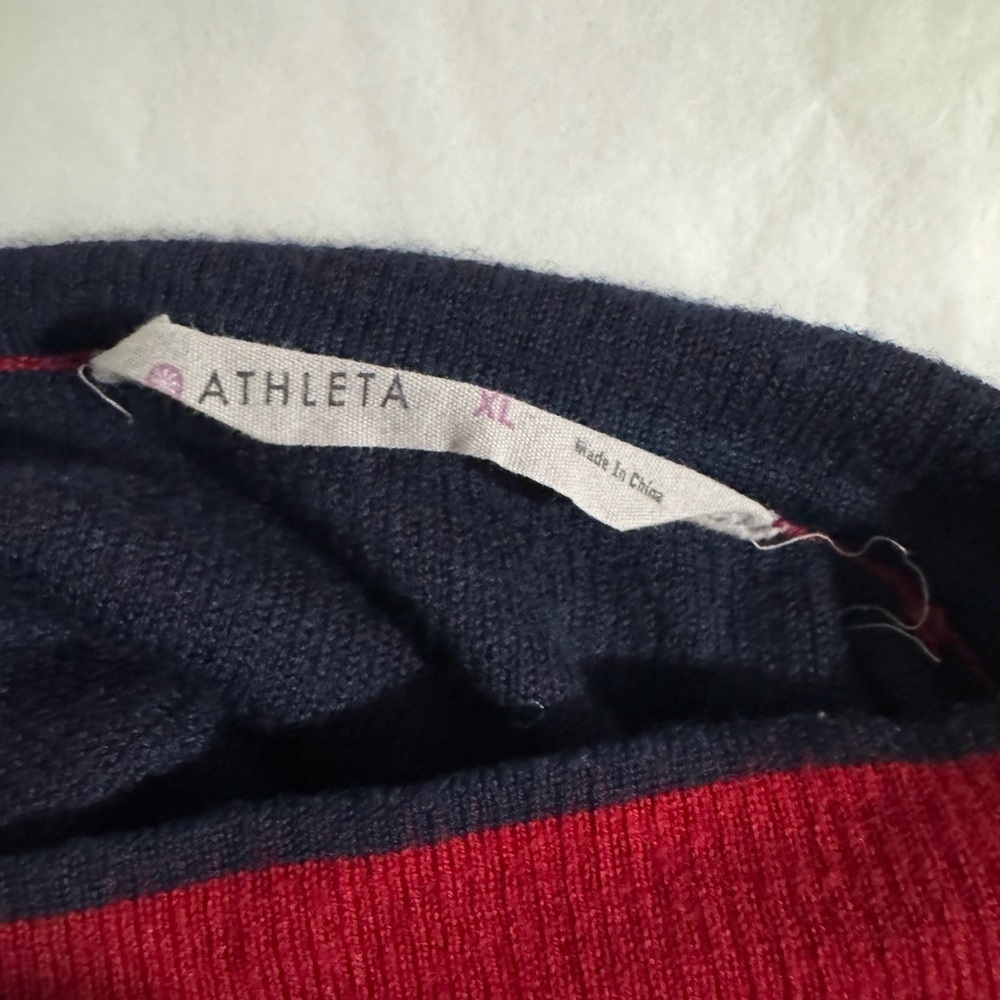 Athleta Burgundy and Navy Crew Neck Sweater - Picture 6 of 9